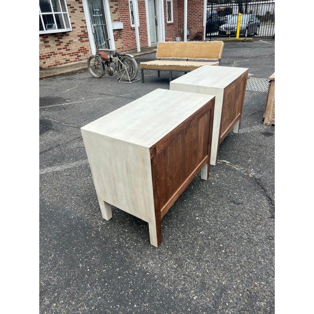 Pair of Chunky 2-Drawer Nightstands in Light Washed Wood For Sale - Image 9 of 9