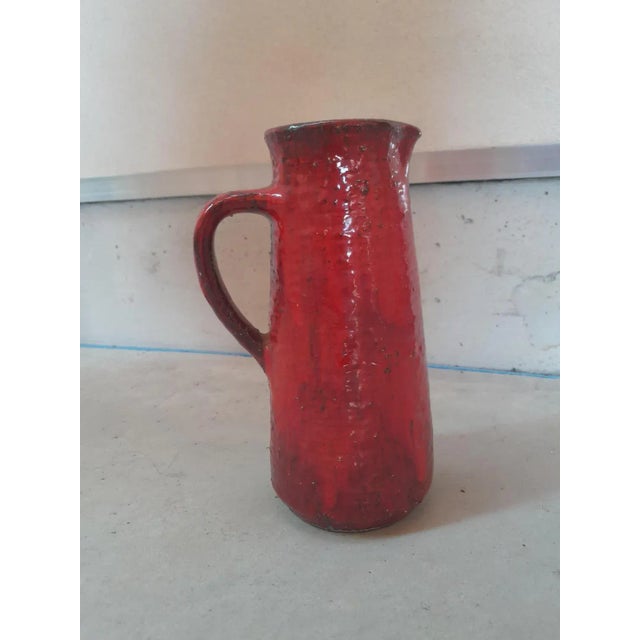 Brutalist Brutalist Red Vase in Chamotte Clay by Karl Heinz Löffler, 1960s For Sale - Image 3 of 12