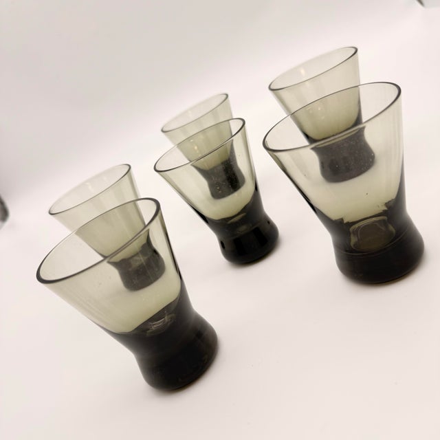 Glass 1950s Smokey Mid Century Finland Martini Glasses - Set of 6 For Sale - Image 7 of 8