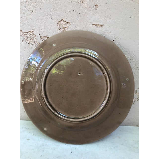 Late 19th Century C 1880 French Majolica Grape & Flowers Plate Luneville For Sale - Image 5 of 6