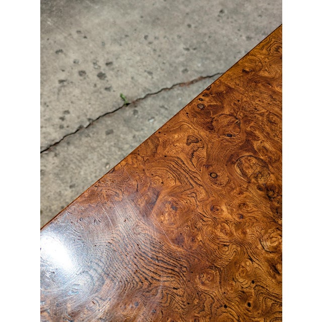 Brown Late 20th Century Burl French Empire Style Console Table With Brass Legs For Sale - Image 8 of 11