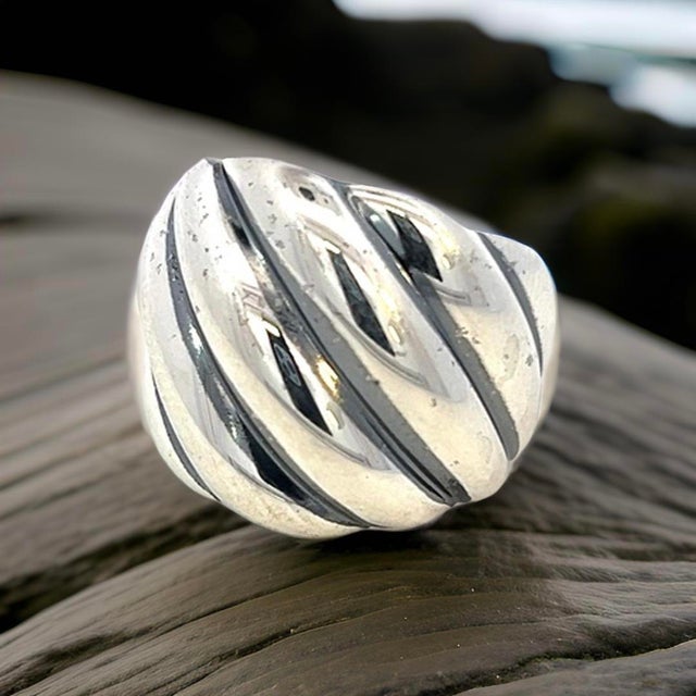 David Yurman 1990s David Yurman Authentic Estate Cable Ring Size 6 Silver For Sale - Image 4 of 10