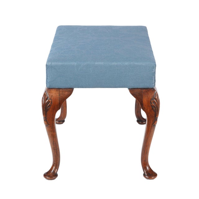 Wood English Queen Anne Upholstered Stool, C. 1850 For Sale - Image 7 of 12