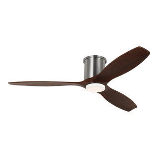 Visual Comfort Fan Collins Hugger 52" LED Ceiling Fan in Brushed Steel and Dark Walnut For Sale