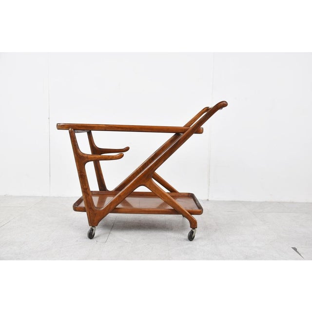 Cesare Lacca Vintage Italian Serving Trolley attributed to Cesare Lacca, 1950s For Sale - Image 4 of 14