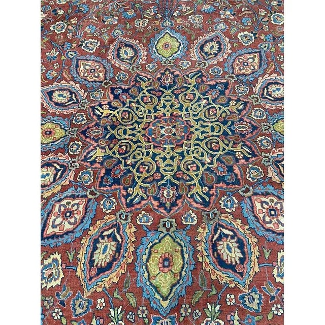 Red 1950s Persian Tabriz Area Rug 12’7″ X 18’11” For Sale - Image 8 of 13