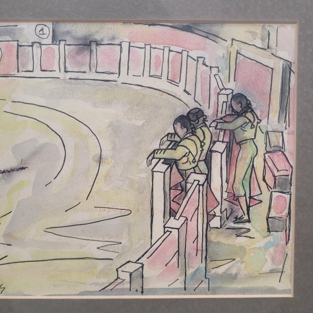 Félix Cuadrado Lomas, Bullring, 20th Century, Watercolor, Framed For Sale - Image 7 of 10