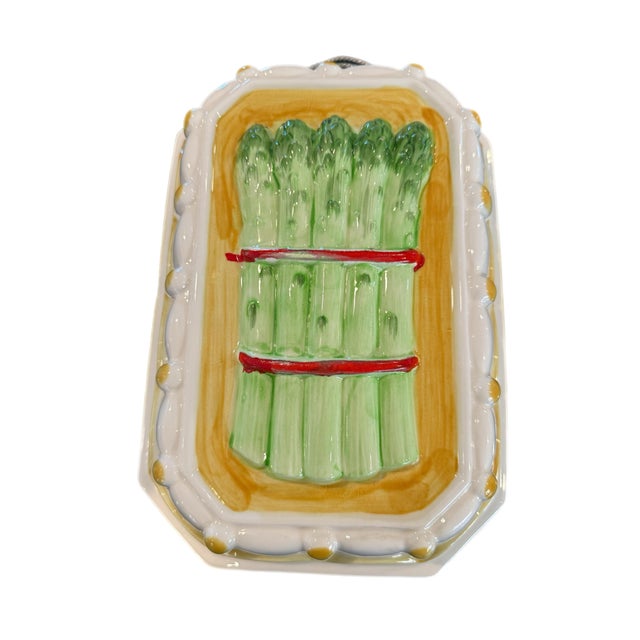 Vintage Majolica Style Asparagus Wall Plaque For Sale - Image 9 of 10