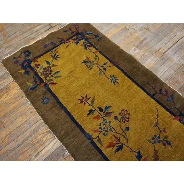 1920s Gold Floral Vase Floral Antique Chinese Art Deco Rug 3' X 5' 10'' Knottted Wool Carpet For Sale - Image 4 of 12