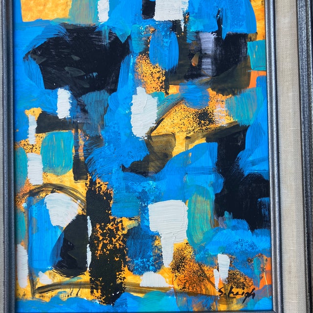 Original 8 x 10 painting on canvas board signed bottom right Overall size with vintage frame with linen liner is 13 x 15...