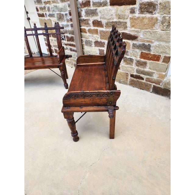 Wood Antique Bench From India For Sale - Image 7 of 11