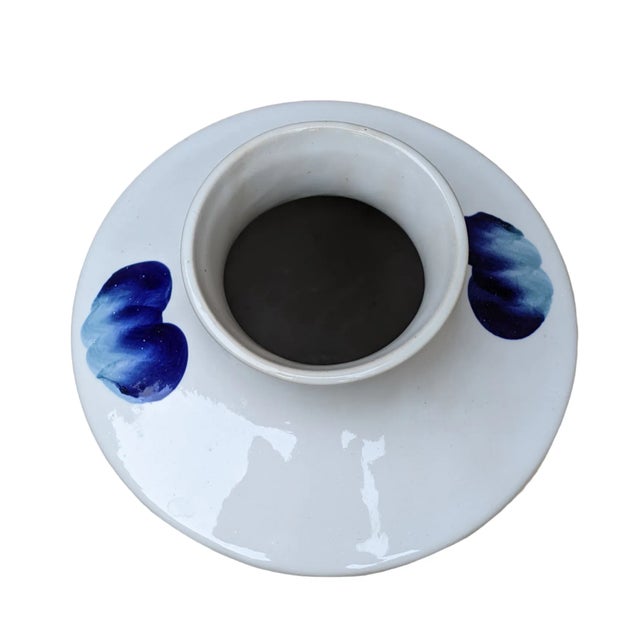 Modern Blue and White Brushstroke Porcelain Vase For Sale - Image 11 of 12