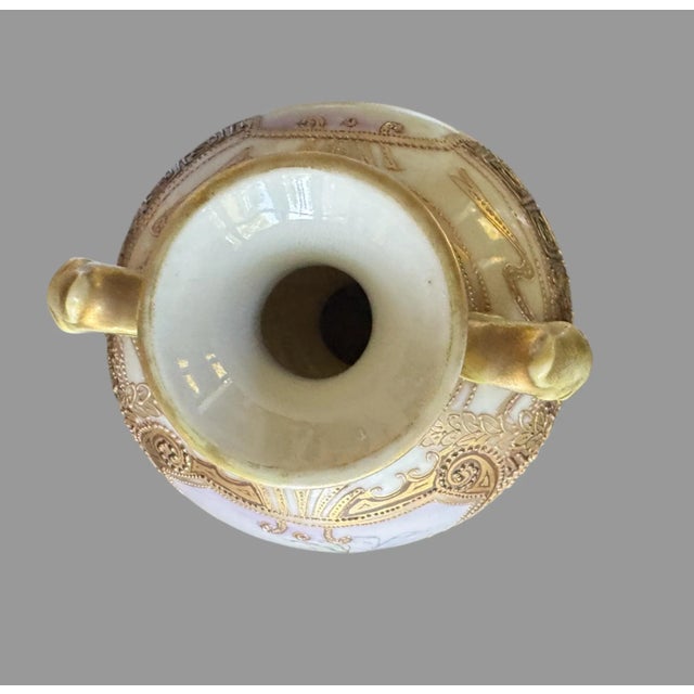 Mid 20th Century Antique Hand Painted Nippon Porcelain Floral Enamel Decorated Vase For Sale - Image 5 of 12