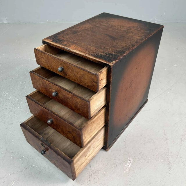 Vintage Japanese filing cabinet with four drawers, dating from the 1950s. Dimensions: height 32 cm, width 23 cm, depth 30...