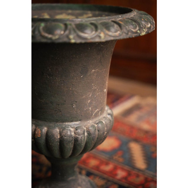 Antique Cast Iron Vase For Sale - Image 4 of 5