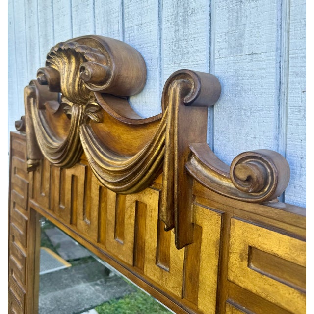 Early 21st Century Large 58 1/2” Decorator Neoclassic Greek Key Swag Top Mirror For Sale - Image 5 of 9
