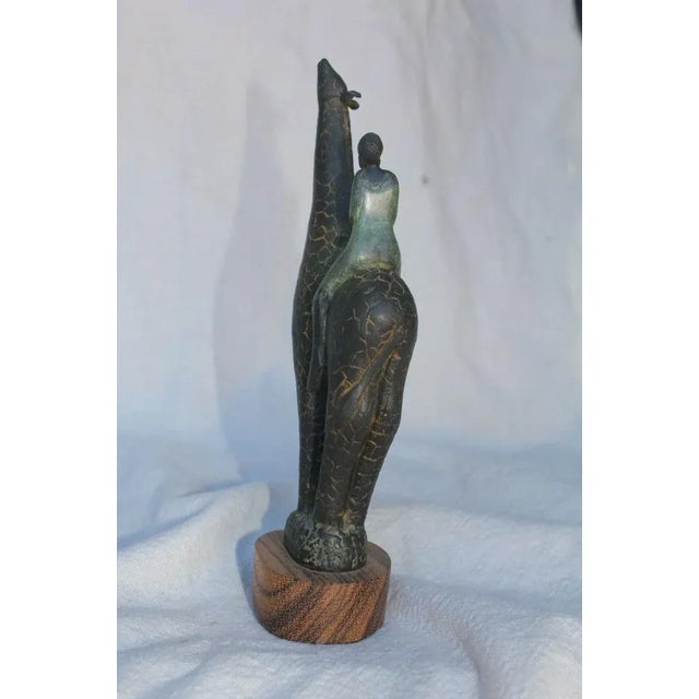 Craig Lehmann Bronze Giraffe With African Rider For Sale - Image 10 of 13