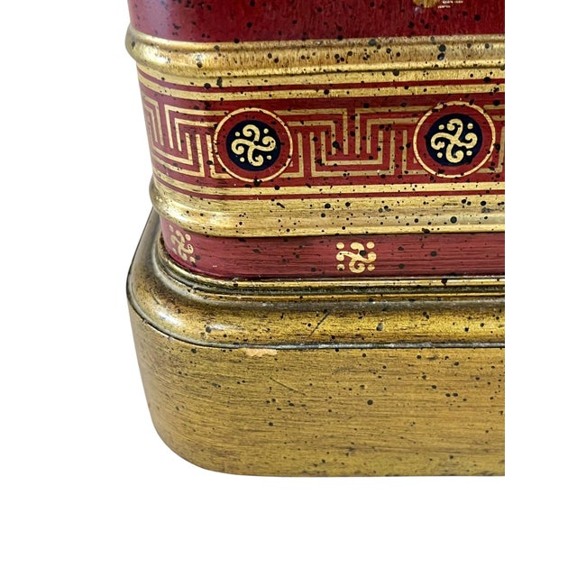 Vintage Frederick Cooper Style Red Chinoiserie Tin Tea Caddy Lamp For Sale - Image 9 of 14