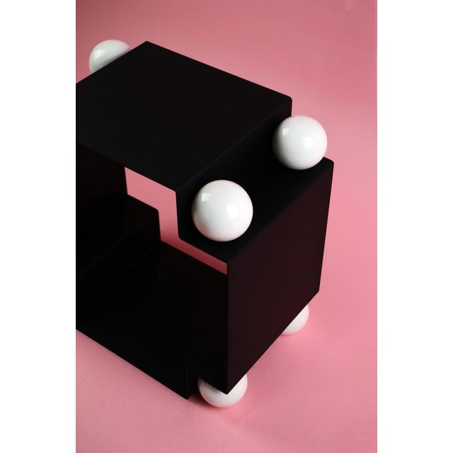 Metal Yin Yang Side Table in Steel and Porcelain by Auste Ost For Sale - Image 7 of 17