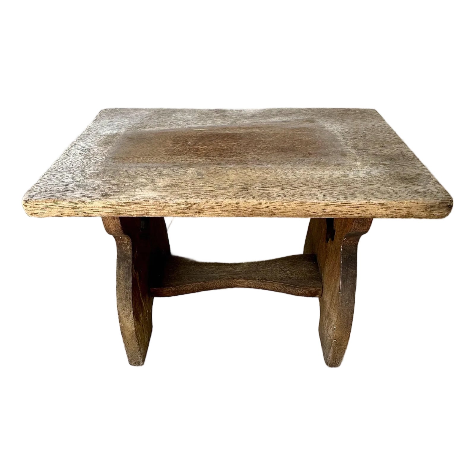 Antique Early 20th Century Handcrafted Solid Wood Rustic Footstool or ...