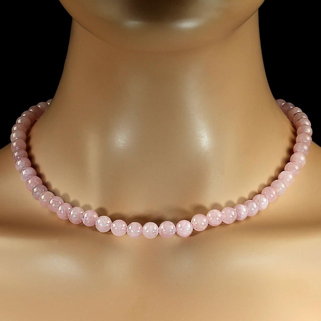 Ajd 18 Inch Madagascar Rose Quartz Smooth 8 MM Necklace Great Gift For Sale - Image 4 of 5