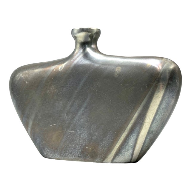 Mid-Century Flat Bottle in Aluminium with Patina, 1970s For Sale