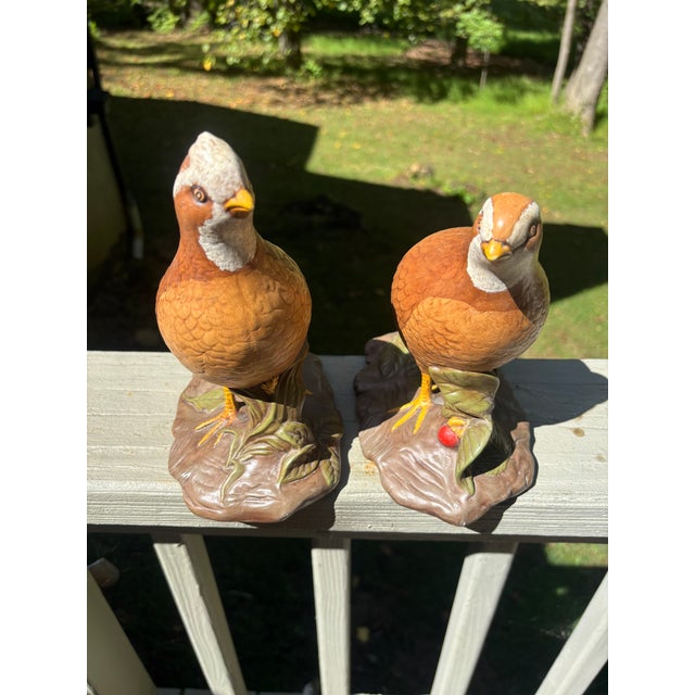 Pair of Glazed Ceramic Bobwhite Quail For Sale - Image 4 of 12