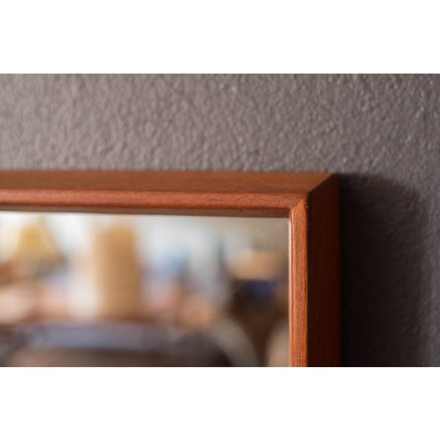 Wood Sculptural Vintage Scandinavian Teak Hanging Wall Mirror For Sale - Image 7 of 10