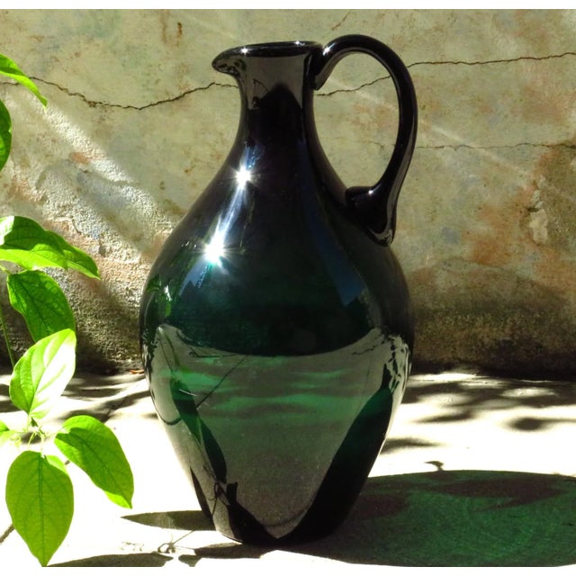 Vintage Italian Large Green Ewer Vase For Sale - Image 9 of 9