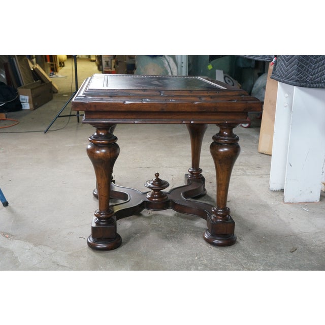 Late 20th Century Bernhardt Old Word Tuscan Etched Metal & Wood Marquis Square Side End Table 31" For Sale - Image 5 of 18