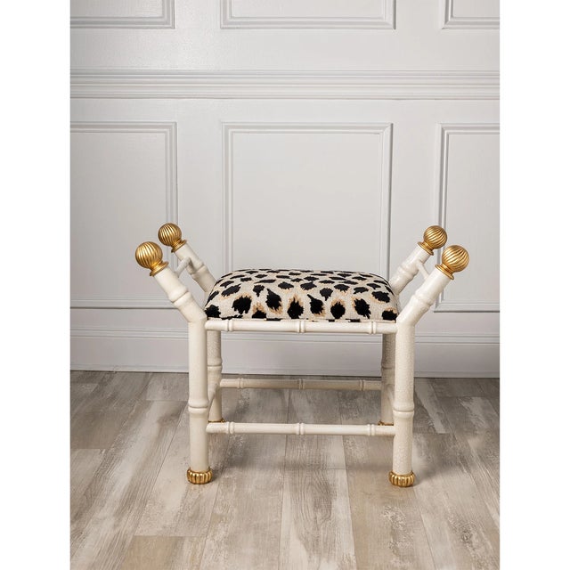 Port 68 Boca White Ocelot Black Bamboo Bench For Sale - Image 4 of 7