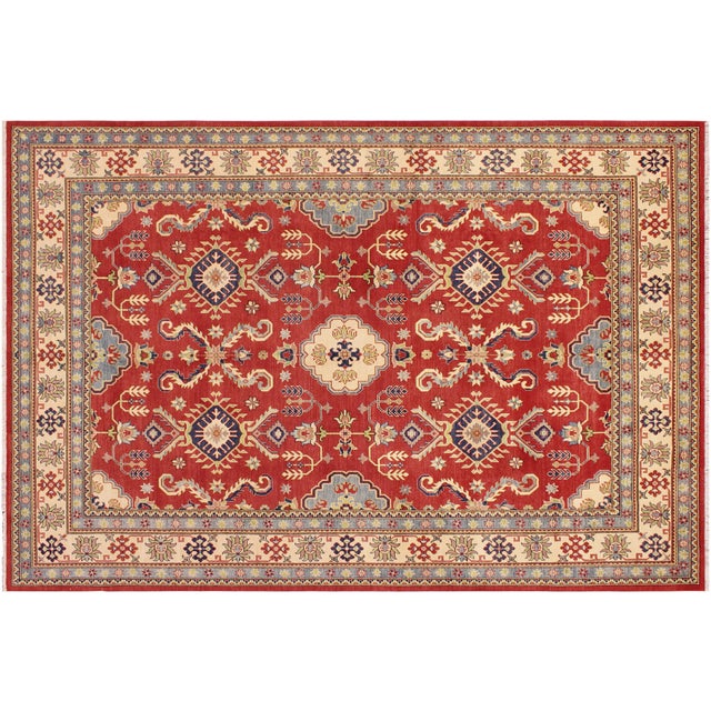 Rustic Kazak Red/Beige Wool Rug - 8'11''x11'9'' For Sale - Image 9 of 10