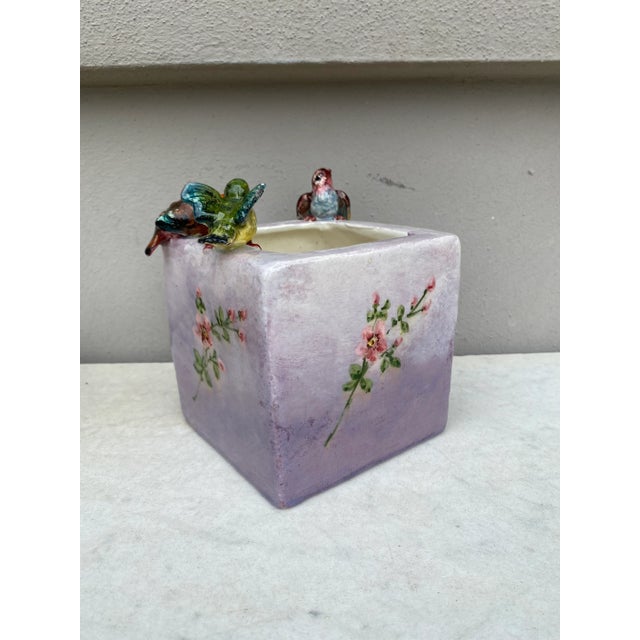 French Majolica Birds Cache Pot signed Jerome Massier Fils, circa 1900.