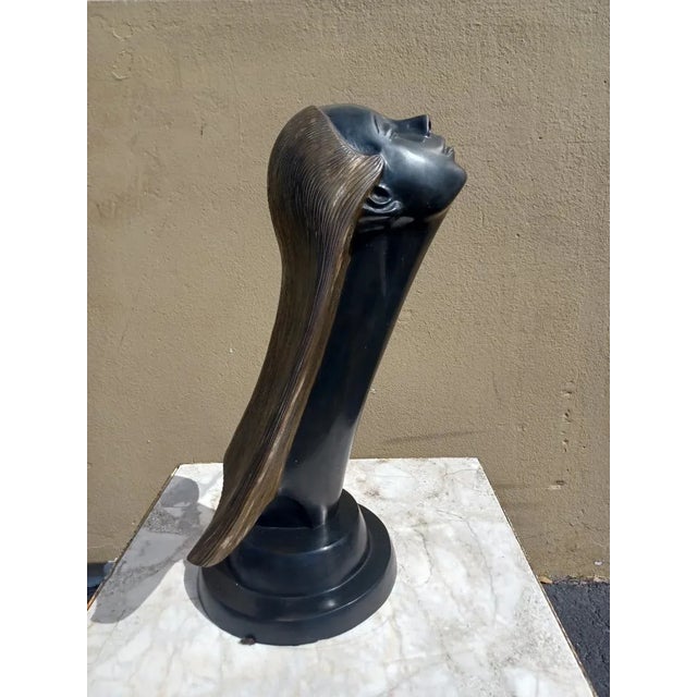 Mid 20th Century Vintage Mid Century Bronze Art Deco Woman's Head For Sale - Image 5 of 5