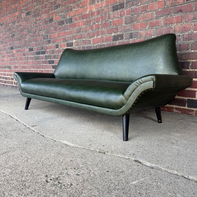 Mid-Century Modern Italian Style Mid-Century Naugahyde Sofa For Sale - Image 3 of 9