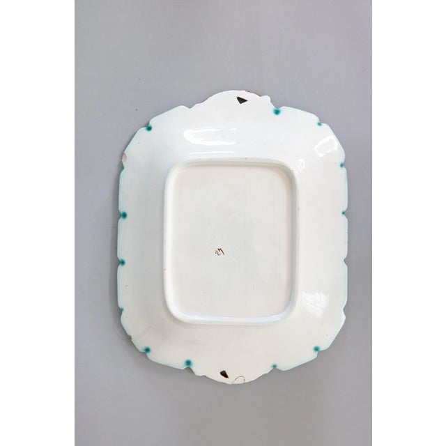 De Sarreguemines Antique French Sarreguemines Majolica Grape Leaf Handled Platter, Circa 1880 For Sale - Image 4 of 6