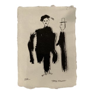 "Date Night" Contemporary Abstract Figurative Drawing by DR For Sale