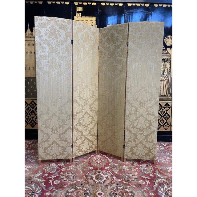 Gold Linen & Canvas Screen, 1960s For Sale - Image 8 of 8