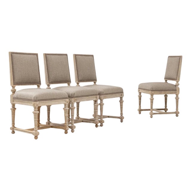 19th Century French Set Of Four Upholstered Dining Chairs For Sale