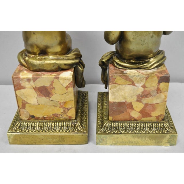 Antique French Louis XV Bronze Putti Children "Arts & Literature" Figures - Pair For Sale - Image 14 of 18