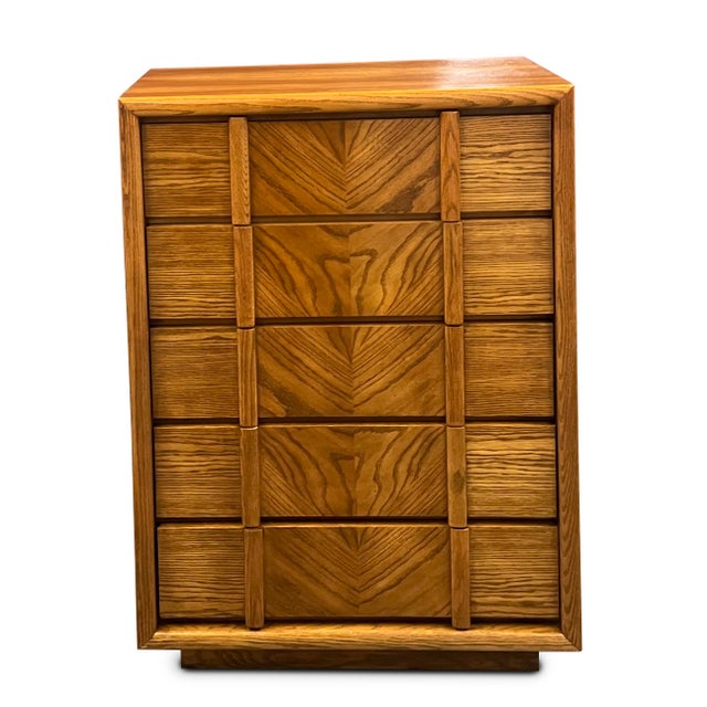 Brown Vintage Lane Highboy Post Modern Organic Brutalist Style For Sale - Image 8 of 12