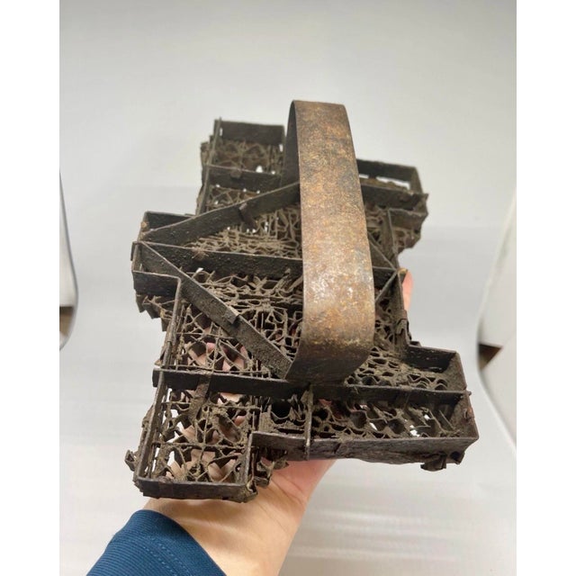 Metal Antique Indonesian Copper Batik Textile Stamp, Tjap For Sale - Image 7 of 8