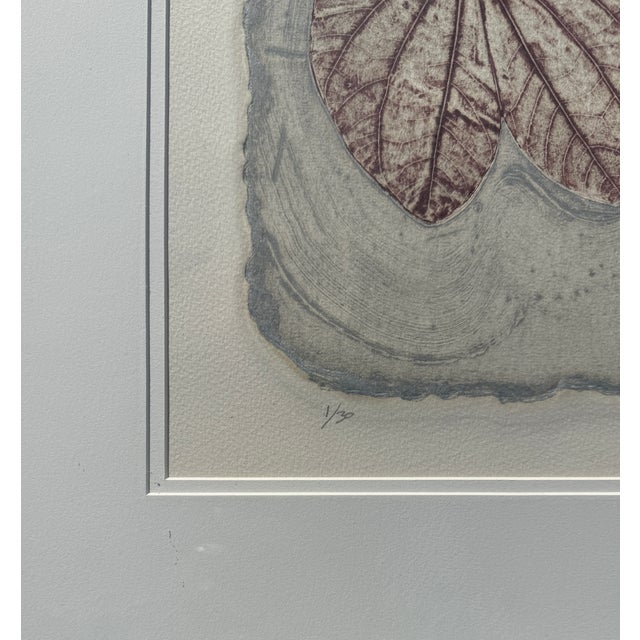 1980s "Floating Leaves" Collograph by Laura Ames 1984 For Sale - Image 5 of 13