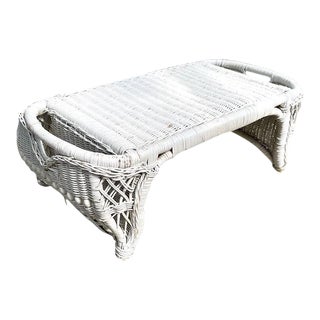 White Wicker Breakfast Tray For Sale