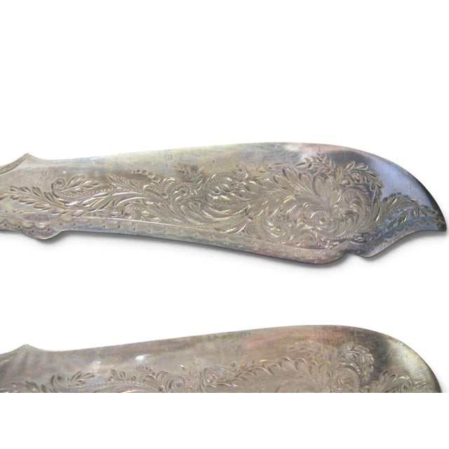 Metal A Williams Sheffield Antique Silver Plate Fish Fork & Knife 24pc Set in Case For Sale - Image 7 of 12