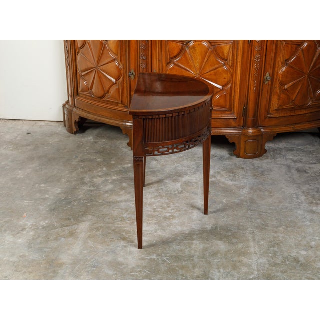 English Mahogany 19th Century Demi-Lune Console Table with Tambour Sliding Doors For Sale - Image 4 of 12