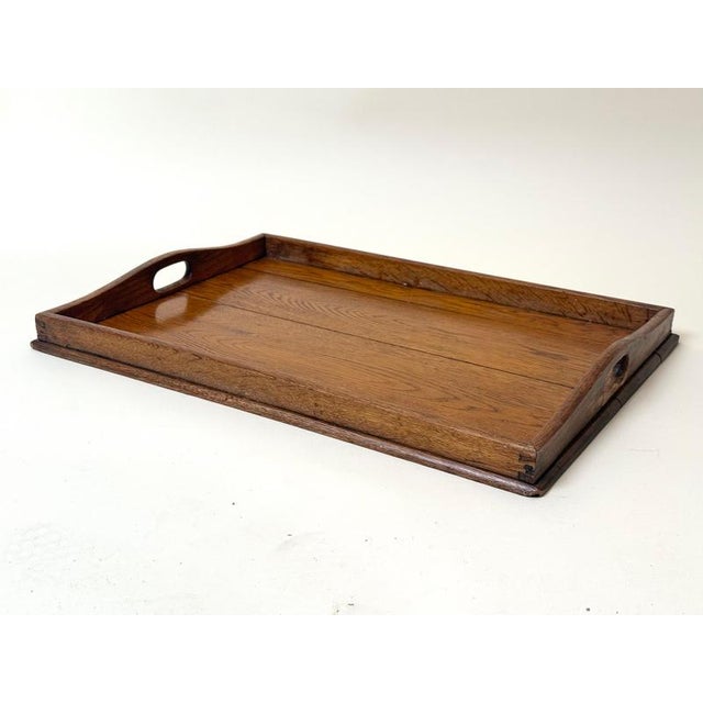 Large German Arts and Crafts Handcrafted Oak Serving Tray, 1920s For Sale - Image 3 of 18