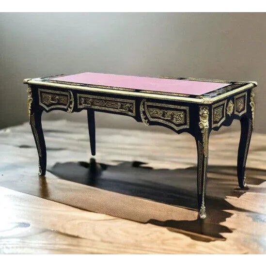 French Empire Boulle Desk with Brass Decoration For Sale - Image 12 of 14