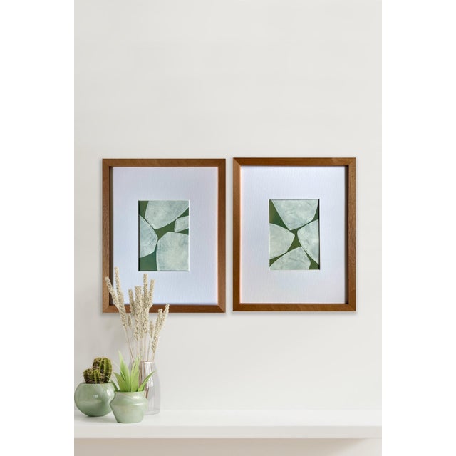 Original minimalist abstract painting on French hand crafted cotton paper. Framed in a solid Mahogany locally crafted...