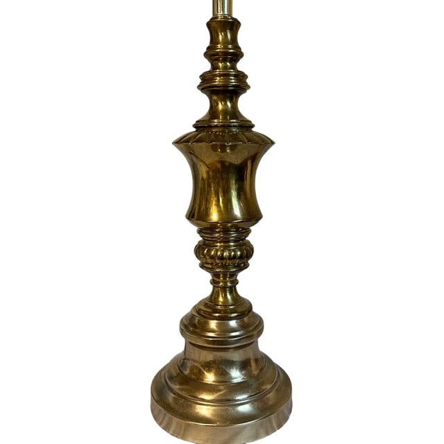 Vintage Hollywood Regency Unmarked Stiffel Brass Column Lamp Handsome vintage Stiffel (unmarked) table lamp in solid brass...